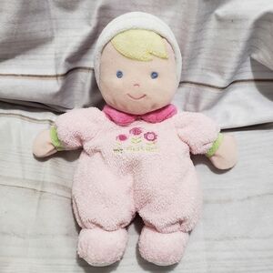 Carters Just One Year My First Doll 9" Plush Blonde Blue Eyes Prestige Rattle